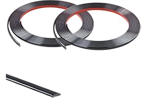 ZAYEJOD 8M Schwarz Kachelkantenleiste Zierleisten Selbstklebend Tapetenrand Wandperlenleiste Dekorative flache Kante Flexible PVC Vollendungsleisten für Wandkacheln,Decke,Spiegel,Schrank,Platte,10mm