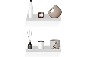 GEEZY Set of 2 Floating Wall Shelves Picture Ledge Display Racks Book Hanging Shelf (White, 30 x 10 x 5 cm)
