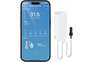 Comboss WiFi-Hygrometer Thermometer-Sensor, Wlan Temperatur Feuchtigkeitssensor Mit Externem Sensor Für Kühlschrank Gefrierschrank ReptilienTerrarium Haustiere Wohnzimmer(1 Stück)