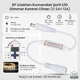 RF Uzaktan Kumandalı Şerit LED Dimmer Kontrol Cihazı 12A | 5V 12V 24V Uyumlu, Tek Renk Şerit, Kablosuz Kontrol, 12 Amper Kapa