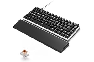 CROSS ZEBRA Tastiera Meccanica Gaming e Poggiapolsi, USB Cablato 82 Tasti Retroilluminazione Bianco Anti-Ghosting Switch Marrone Tastiera Design Ergonomico Compatto, Comodo Poggiamano in Memory Foam, Nero