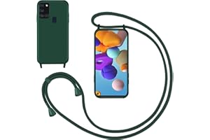 GoodcAcy Handykette Handyhülle für Samsung Galaxy A21S,Smartphone Necklace Hülle mit Band Schutzhülle mit Kette zum umhängen Halskette Flüssig Silikon Case für Samsung Galaxy A21S,Grün