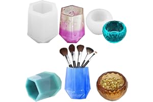 FineGood 2 pezzi Stampi in resina per tazze, stampi in resina epossidica Stampi per candele fai da te Supporto per pennelli per trucco Stampi in silicone