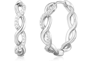 Senteria Sterling Silver Hoop Earrings for Women - Lightweight Twisted Hoops With Cubic Zirconia, Hypoallergenic Small Silver Earrings