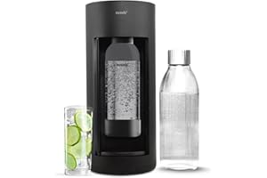 Mysoda Glassy - Gasatore d’acqua per l’acqua frizzante con bottiglia in vetro (senza bombola di CO2) - Nero