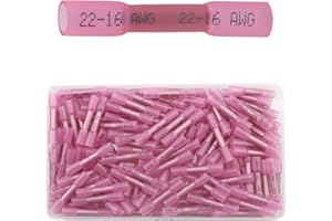 LEMIYOO Heat Shrink Butt Connectors Kit,150 Pcs Insulated Waterproof Wire Crimp Terminals,Heat Shrink Tube Electrical Connectors,Cable Connection For Home,Factory,Cars,Ship,Distribution Box(22-16AWG red))