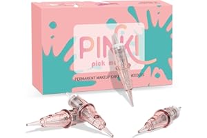 EZ TATTOO EZ Agujas de Cartucho de Tatuaje - 20piezas #04 (1RL) Maquillaje permanente SMP Round Liner 0.18MM Microblading Cabello Cuero cabelludo Aguja de Tatuaje - PINKI 0401RL