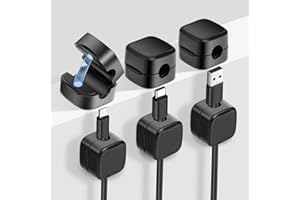 URAQT 6/12 sztuk uchwytów do kabli, magnetyczny klips do kabli biurkowych, samoprzylepny kabel biurkowy Tidy Hide Phone uchwyt na kabel do ładowania, magnetyczny organizer kabli do domowego biura (6pcs)