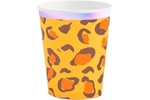 OH YEAH 6 Unidades - Vasos Cartón Desechables de animal print de 270 cc - Vajilla desechable con tematica de Safari - Decoración fiesta Safari, decoración Safari, decoración mesa safari. (Vaso 270 cc)