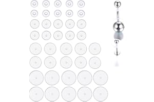ZILZUFA Lot de 40 disques de piercing en silicone transparent pour piercing - 3/5/7/9 mm - Stabilisateur en plastique pour boucles d'oreilles.