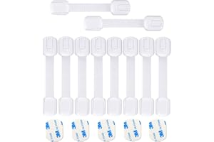 rongrong 10 Pack Child Safety Cupboard Locks, Adjustable Baby Proofing Cabinet Strap Locks with Strong Adhesives for Fridge, Cabinets, Drawers, Dishwasher, Toilet - No Tools Needed No Drilling