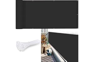 CHBIN Privacy Deck Fence Screen 110x450cm Sun Wind UV-Light Protection Screening Customized Size for Balcony Terrace Patio, Black