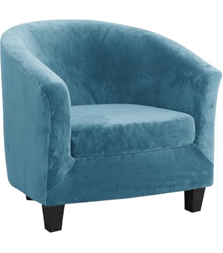 Copripoltrona Elasticizzato Highdi Per Poltrona Chesterfield 1 Posto - Motivo Geometrico Blu, Lavabile, Antiscivolo, Misura Adattabile