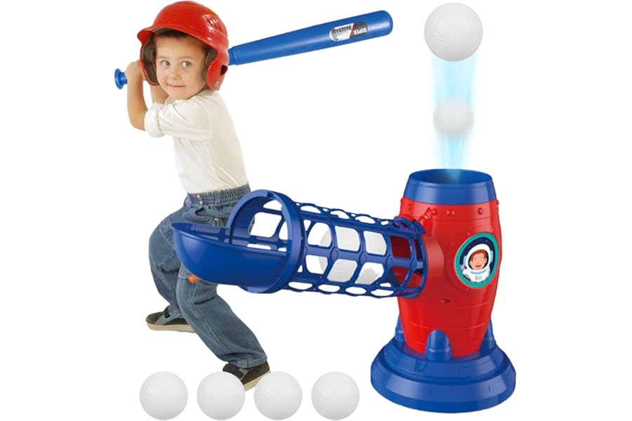 T Ball Set For Kids – Baseball Pitching Machine Outdoor Sport Toy, Training Equipment For Fun Play, Practice Device For Ages 3-8, Skill Development Baseball Set, Gift Idea For Boys Girls | For Backyar