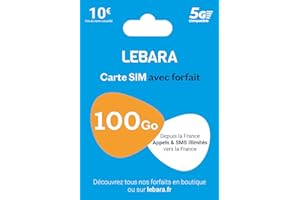 Lebara SIM - appels et SMS illimités France + 100Go en 5G - prête à l'emploi