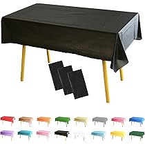 5 stuks wegwerp tafelkleed, zwart, kunststof biertafel, tafelkleden, 137 x 274 cm, papieren tafelkleed, rechthoekig tafelkleed, papierrol voor verjaardagsfeest, bruiloften, picknick