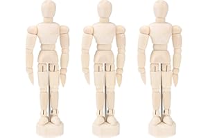 HEMOTON 3pcs Holzpuppe Zeichnen 4,5 Zoll Mannequin Kunst Zeichnen Skizze Künstlerpuppe Modellpuppe für Künstler Kinder Erwachsene Zuhause Büro Schreibtisch Dekoration