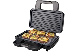 SOKANY SK-227 1000W Panini Maker, Piastre Antiaderenti, Indicatore luminosa, Maniglia antiscottatura, Temperatura Automatica, Bistecchiera Elettrica, Pressa a sandwich