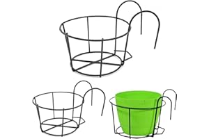 TADOIOOY Planteur de balustrade, porte-pots à fleurs suspendus de 3 pcs, planteur de balcon en métal lourd, panier de jardinière suspendu à l'économie d'espace pour balcon, jardin, extérieur intérieur