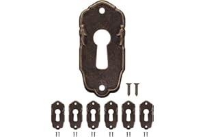 Fuxxer Key Plates, Set of 6, Antique, Brass, Art Nouveau Style, Lock Rosettes, Lock Fittings, Key Hole Cover, 38 x 18 mm