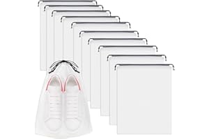 RobLuX 24 Piezas Bolsa de Zapatos de Viaje con Cordón a Prueba de Polvo Bolsa de Almacenamiento portátil Transparente con Ventanas Transparentes para Hombres y Mujeres(40 * 30cm)