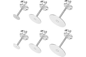 KISSPAT 36 Pezzi Orecchini in Argento Sterling 925 4/6/8MM Perni per Orecchini Imbottiti Ipoallergenici con Chiusura a Farfalla per Creazione di Gioielli accessori per braccialetti fai da te,Argento