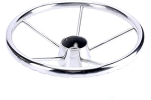 AMARINE MADE Amarine-made13-1/2 Inch 5-spoke Destroyer Style Stainless Boat Steering Wheel