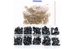 BITEYI Coloridos Plastic Narices de Seguridad DIY Vistoso Craft Narices con Arandelas 130 Piezas 8-16mm para Muñeca,Marioneta,Felpa Animal (Negro)