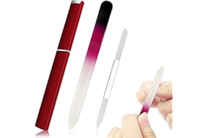 HALERCAY 2 Stück Glasnagelfeile,Glas-Manikürestab,Premium-Glas-Nagelfeile mit Etui,Doppelseitigen Nagelfeilen,Manikürestab Nagelfeile,Geschenk für Frauen und Mädchen (rot)
