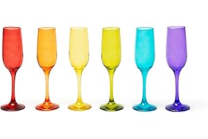 Excelsa Varadero - Juego de 6 copas multicolor de cristal soplado pulverizado, capacidad 250 ml.