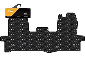 FSW - Tailored Mats - Fits Ford Transit Mk8 2016-On - 1 Piece Front Mat - Black Trimming - 3mm Heavy Duty Rubber - Anti Slip Van Floor Mat, Anti Slip Backing - 1Pc Rubber Floor Mat