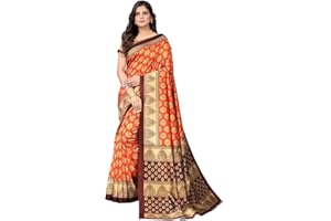 IMTRA FASHION Indischer Frauen Sari Aus Traditioneller Kunstseide Mit Ungestickter Bluse