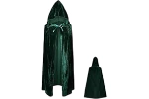 dinghaole Traitor Green Cloak 170cm - Medieval Women's Costume, Halloween Costume Elegant Long Hooded Cloak, Renaissance Expo, Role Playing and Theme Style