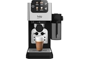 Beko CaffeExpertoTM CEP5304X Semi Automatic Espresso machine | Colour Touch Display | Integrated Milk Jug | Dual Nozzle | 15 Bar pressure | Silver | Easy cleaning
