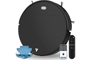 Yigars 2025 Robot Aspirapolvere Lavapavimenti 2in1 Robot Aspirapolvere con Fino a 4500Pa 7,8cm Ultra Sottile App/Alexa Ideale per Peli di Animali/Tappet-bianco-nero