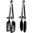 Kitchen Tongs 9 Inch Silicone Tongs Set of 2 Food Safe Silicone Cooking Tongs Non-Slip Locking BBQ Tongs Serving Tongs Salad Tongs with Stainless Steel Handle