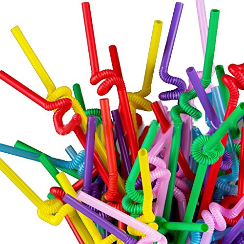 Shiney Trink Strohhalme Extra lang Einweg Bendable Flexible Plastic,Verschiedene Farbe Trink Strohhalme für Geburtstage,Hochzeiten,Weihnachten,Feiern und Feiern 100 pc - 4