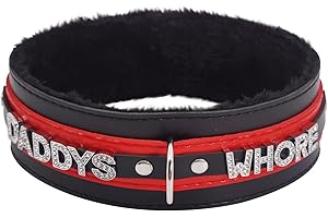 paloli Pink Choker Necklace for Women Leather Collar Fluffy Punk Leash Neck Choker Gothic Cosplay Sexy Jewelries