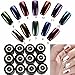 Nail Powder Mirror DANCINGNAIL 12 Colors 12 bottles Magic Mirror Chrome Effect Metallic Powder Set Nail Art Additive Pigment Sliver With 12pcsDual-head Sponge Pen
