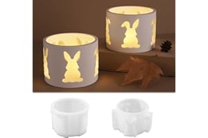 ‎WISIRENT 2 Stück Silikonform Osternhase Teelichthalter WISIRENT, Silikonformen Giessformen Hase Silikonform Kerzenhalter Osterhase, Oster Teelichthalter Formen Silikonform Hase, Osterhasen Gießform für Gips