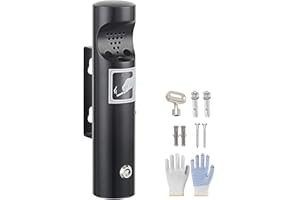 SNOVIRE Aschenbecher Wandmontage Edelstahl, Wandaschenbecher für Draußen, Standaschenbecher mit Schloss für Terrasse Pub Bar Büro Hotel Restaurant (Schwarz)