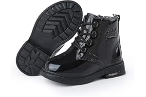 HOYLSON Stivaletti Bambina Invernali Stivali Bambina Pelle Scarponcini Bambina Caldi Tronchetto Bimba Ragazza Neri EU 20-35