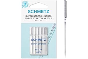SCHMETZ Domestic Sewing Machine Needles | 5 Super Stretch Needles | HAx1 SP | Needle Size 65/9 | for Working with Elastic Fabrics with Thicker Sewing Threads
