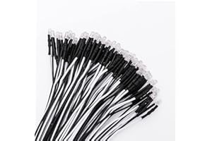 YIXISI 50 Piezas 3mm Ultra Brillante 12V Luces LED de Diodo Pre Cableado, LED Precableado Redonda Bulbo Lámpara, Luz LED de Color Difuso (Blanco Frio)