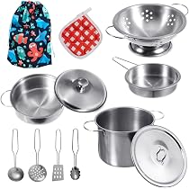 TUZHE 14 accesorios de cocina de barro, accesorios de cocina para niños, accesorios para exteriores, accesorios de cocina para niños, acero inoxidable, accesorios de cocina para ollas, para niños a