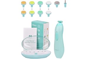 MegainvoBaby & Nail File Clipper Trimmer, Electric File w Light, Professional Safe Quiet Infant Trimmer, Automatic Manicure Set for Newborn, Reusable Grinding Heads