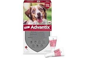 Elanco ADVANTIX Spot-On für mittelgroße Hunde von 10-25 kg gegen Zecken, Sandmücken, Stechmücken, Stechfliegen und Flöhe: Wirkung bis zu 4 Wochen, 4 Pipetten-Packung