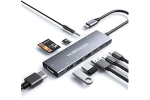 HUBFINDER USB-C HUB with 4K HDMI, 9-in-1 USBC to HDMI Adapter with 5Gbps Type-C/USB-A 3.0, PD 100W Charging, SD Card Reader, USB Splitter for MacBook, Acer, Laptops, Surface, iPad, and More
