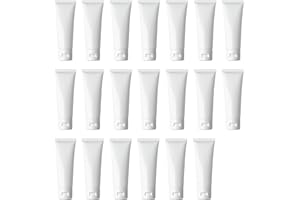 VASANA 20 tubos vacíos de plástico blanco para loción cosmética, botellas de champú, limpiador facial, muestra de maquillaje, contenedor suave, frasco, frasco, tarro con tapa abatible, White, 100 ml