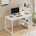 Jantens Computer Table with 4 Tier Shelves for Home Office Desks & Workstations,Study Desk, Gaming Table,Modern Simple Style Writing Desk Table，Ergonomic 110 L x 50cm W x 72cm H (White)